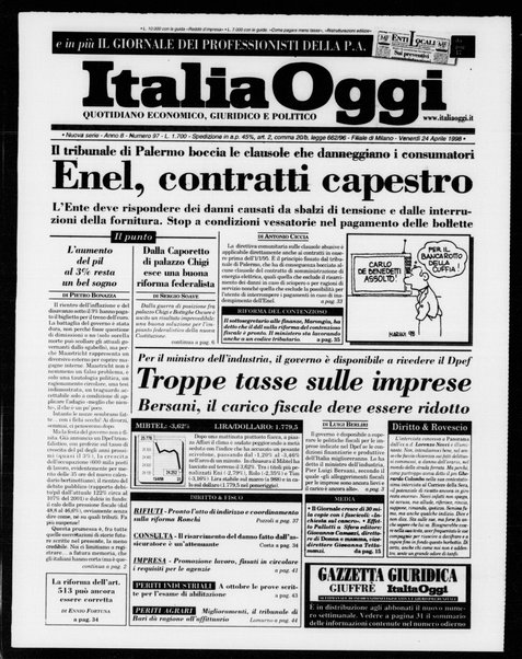 Italia oggi : quotidiano di economia finanza e politica